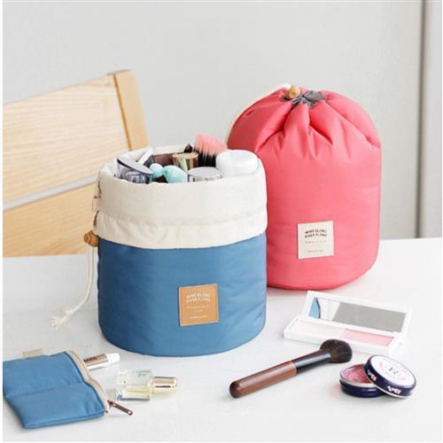 旅遊首選 旅行用品 韓風圓筒束口袋 化妝包 旅行袋 超值三件收納組  