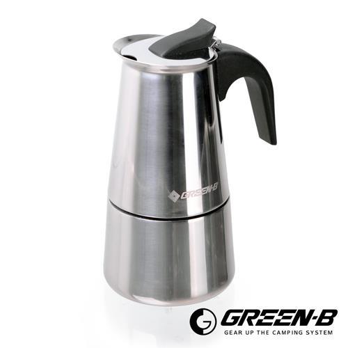 GREEN-B 戶外便攜 不鏽鋼摩卡咖啡壺 亮面款(200ml/約4杯量)