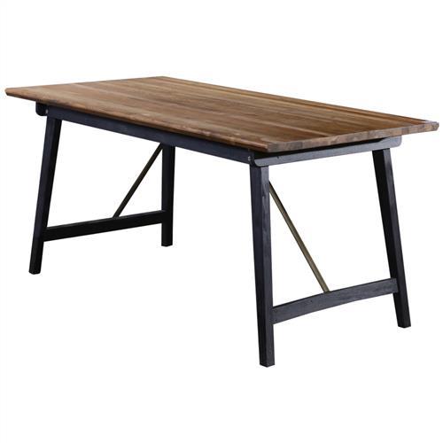 【AT HOME】工業風設計薩克斯4.6尺實木鐵藝餐桌(140*80*76cm)
