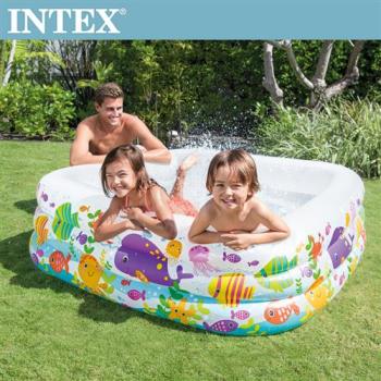 INTEX 海底動物方型戲水游泳池159x159x50cm(340L)適用3歲+(57471N)