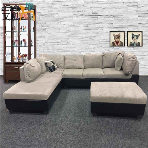 【文創集】芬尼 時尚絲絨布L型沙發組合(二色可選＋左&右二向可選)