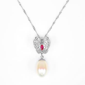 【寶石方塊】天然珍珠項鍊-925銀飾-惠質蘭心