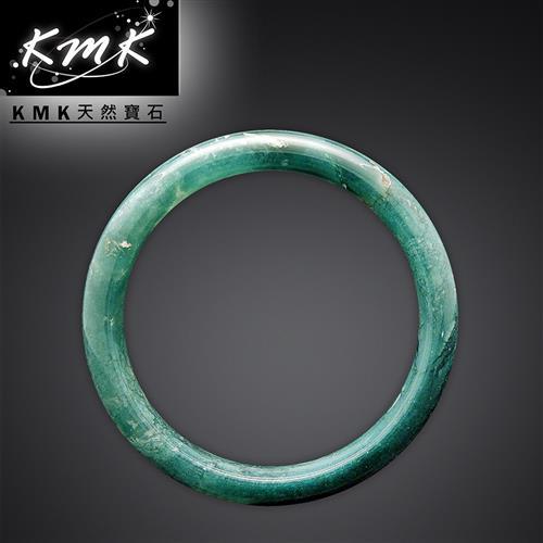 KMK天然寶石【飄花翡翠藍寶4.3g】南非辛巴威天然綠玉髓-手鐲