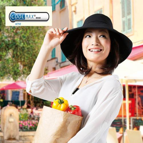 日本sunfamily 涼感抗UV可折疊寬緣小臉帽(黑)