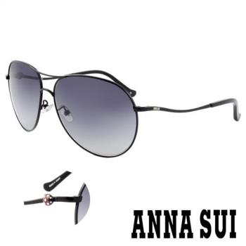 Anna Sui 安娜蘇復古時尚流線設計細框造型太陽眼鏡(小瓢蟲系列款) 黑色 AS805-001