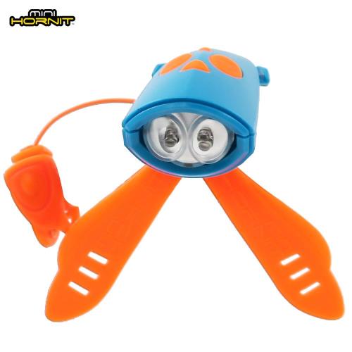 英國MINI HORNIT 蜜蜂燈鈴鐺-自行車/滑板車嬰兒推車用LED車前燈+電子喇叭-藍橘