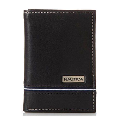 NAUTICA 2018男時尚金屬標誌復古款黑色三折皮夾(預購)