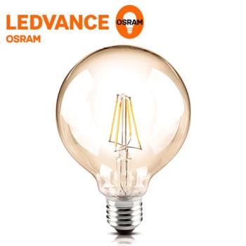 歐司朗 OSRAM-1906復古型紐倫堡吊掛式 可調光 6.5W LED圓形燈絲燈泡(黃光2入)