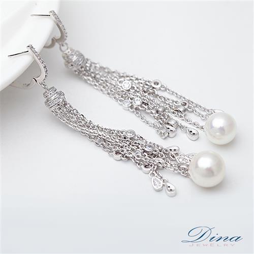 DINA JEWELRY蒂娜珠寶 古典美女珍珠 CZ鑽石耳環 (TM61502)