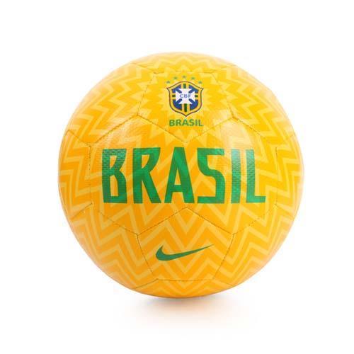 NIKE 足球-5號-世足賽 簡約十字 巴西 BRAZIL CBF 五星最多 國旗 黃綠
