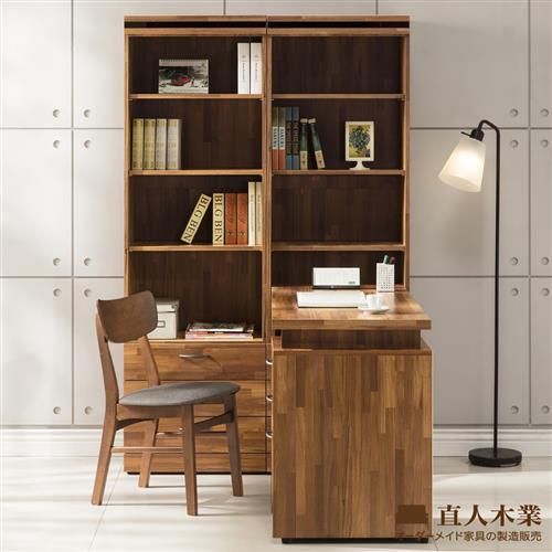 【日本直人木業】BRAC層木二個3抽書櫃加調整書桌