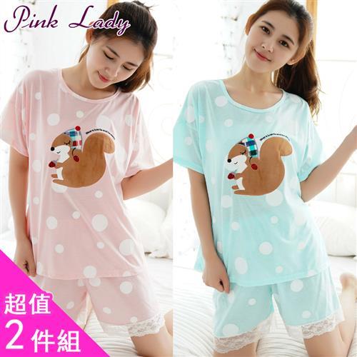 PINK LADY 草莓松鼠 夢幻泡泡短袖睡衣(2套組)133