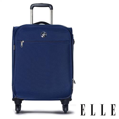 ELLE  商務箱20吋 平價時尚簡約優雅風格輕量化質感高單寧耐磨布 -藍色
