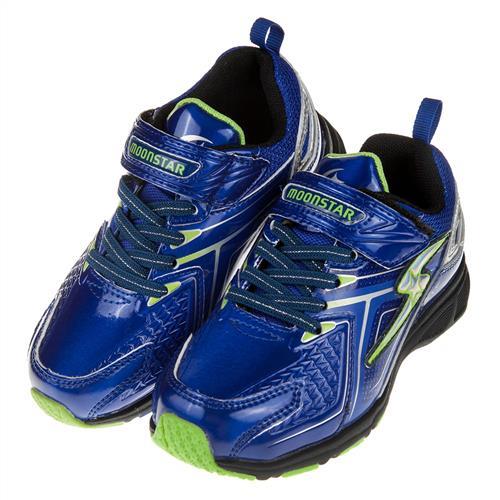 《布布童鞋》Moonstar日本藍色閃電防水兒童機能運動鞋(17~24公分)I8L265B