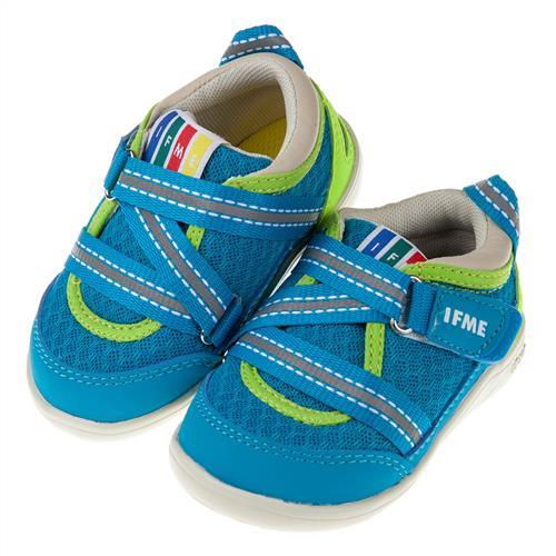 《布布童鞋》日本IFME淺藍Z型經典寶寶機能學步鞋(13~15公分)P8E066B
