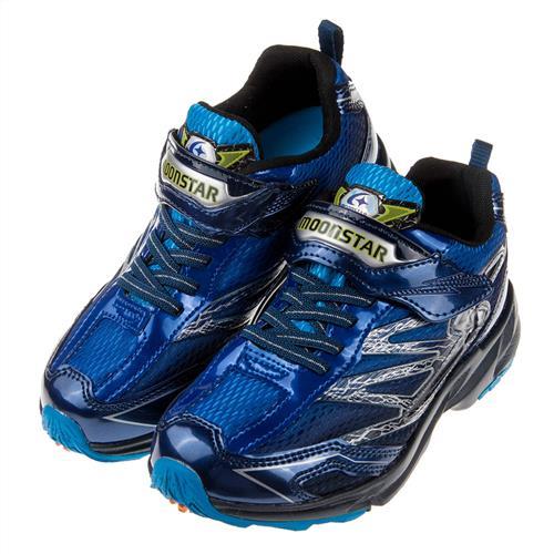 《布布童鞋》Moonstar日本藍色爆裂閃電兒童機能運動鞋(19~24公分)I8F175B
