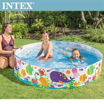 【INTEX】免充氣海洋世界幼童戲水游泳池183x38cm(958L) 適用3歲+ (56452N)