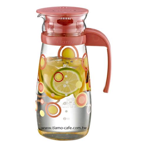 【Tiamo】粉紅色普普風玻璃水壺1000ml SGS檢測合格(HG2283)