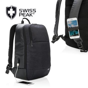SWISS PEAK modern 外掛式行動充電通勤／休閒15吋筆電後背包