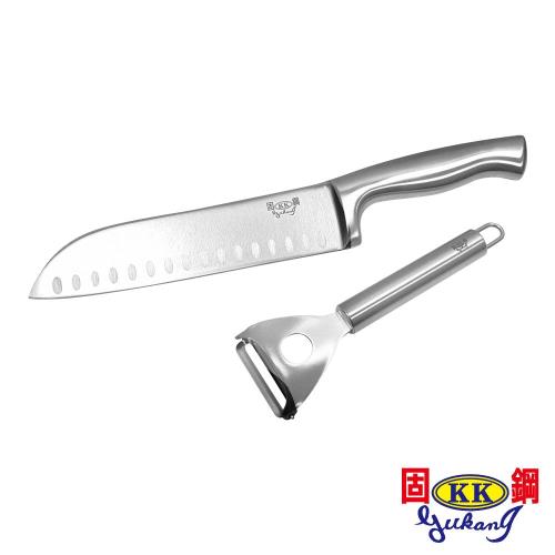 固鋼 不鏽鋼料理刀具2件組(料理刀+削皮刀)