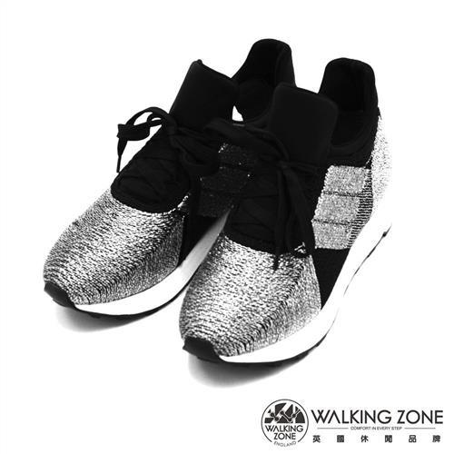 WALKING ZONE 閃亮金蔥綁帶運動鞋-兩色(銀、金)