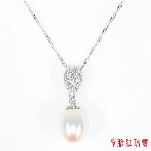 【寶石方塊】天然珍珠項鍊/墜子-10*14mm-925銀-花信年華 