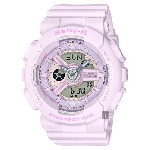 CASIO 卡西歐 Baby-G 花朵系列雙顯手錶-薰衣草紫 BA-110-4A2DR / BA-110-4A2