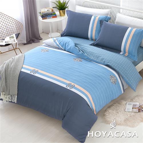 HOYACASA藍領 加大四件式抗菌精梳棉兩用被床包組