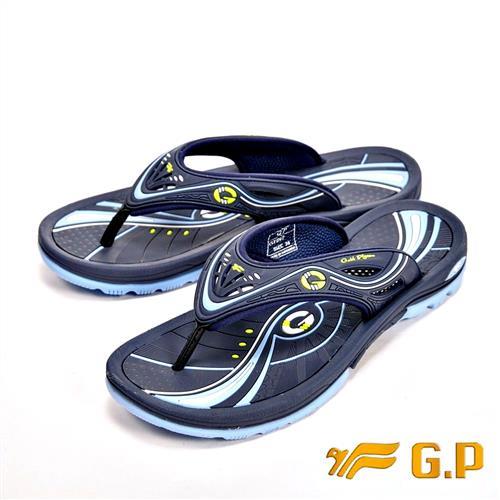【G.P】時尚休閒耐磨夾腳拖鞋 男款-藍