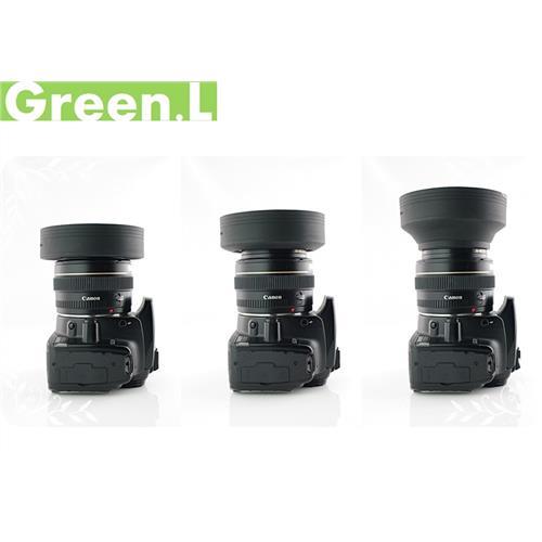 Green.L橡膠可伸縮 廣角標準望遠三用49mm遮光罩三折遮光罩螺口螺牙螺紋遮光罩lens hood-料號G3LH49