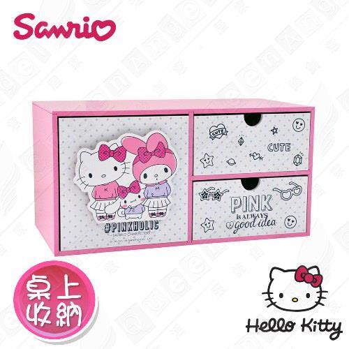 Hello Kitty Pinkholic凱蒂貓 美樂蒂 喜拿 桌上橫式大容量收納(正版授權)