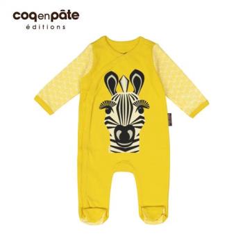 【BabyTiger虎兒寶】COQENPATE 法國有機棉乖乖睡套裝組(附帽) - 斑馬