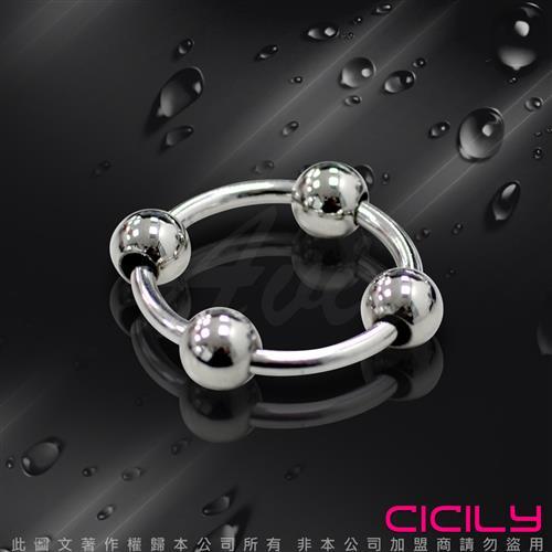 虐戀精品CICILY 金屬不銹鋼 四珠鎖精環 陽具陰莖環