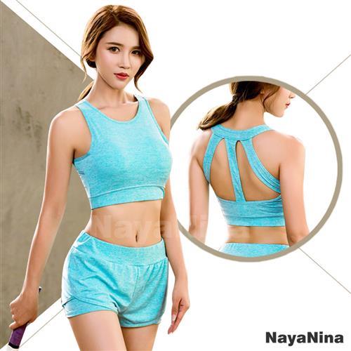 Naya Nina 極簡美背透氣涼感運動無鋼圈內衣M~XL(藍綠)