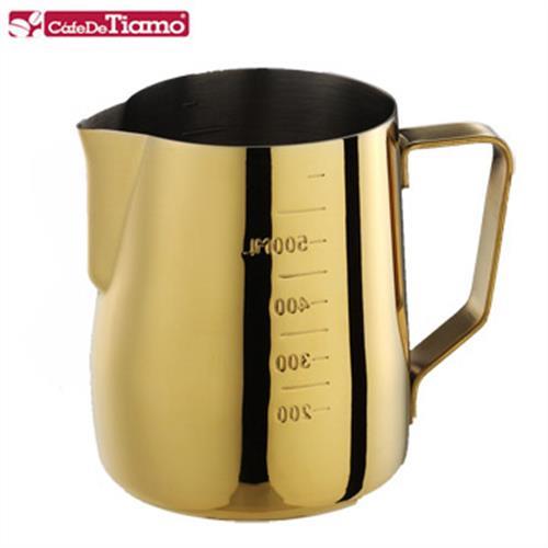 Tiamo 專業內外刻度不鏽鋼拉花杯600cc- 鍍鈦金款(HC7090)