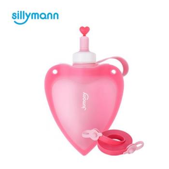 【韓國sillymann】 100%兒童便攜捲式鉑金矽膠心型水瓶-250ml