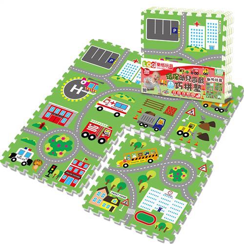 LOG樂格 環保幼兒遊戲巧拼墊 -動物社區 (60X60cmX厚2cmX4片) 拼接墊/爬行墊
