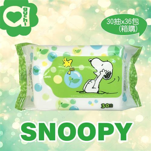 SNOOPY 史努比綠茶香氛柔濕巾/濕紙巾 30 抽 X 36 包(箱購)