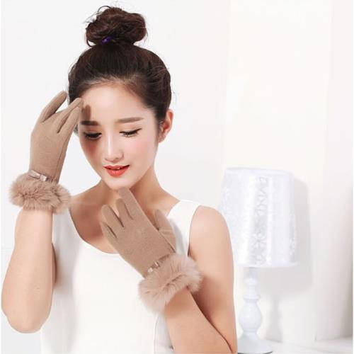 【韓國代購】兔毛智能手機觸碰羊毛手套