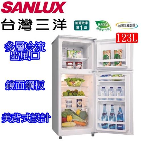 全新福利品SANLUX 台灣三洋123公升雙門冰箱SR-B123B