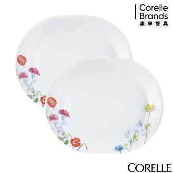 【美國康寧】CORELLE 花漾彩繪2件式腰子盤組-B03