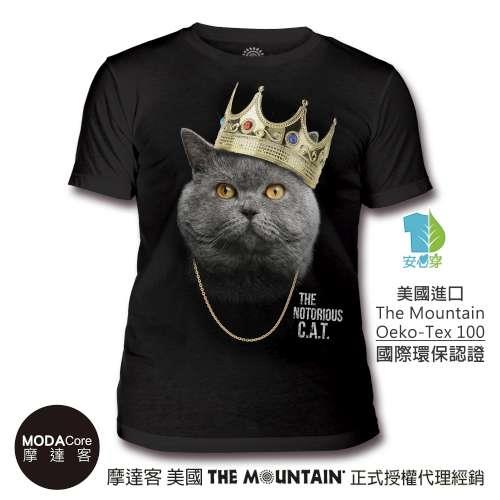 摩達客- (預購) 美國The Mountain都會系列 皇冠饒舌貓 藝術中性修身短袖T恤  個性時尚柔軟舒適高級混紡