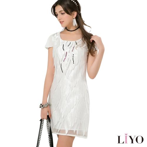 LIYO理優 歐風洋裝V領立體蕾絲洋裝626048