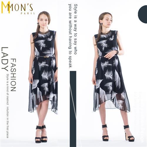 MONS歐系設計高貴印花造型洋裝