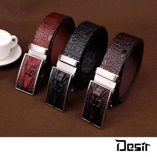 Desir男士全牛皮鱷魚紋皮帶