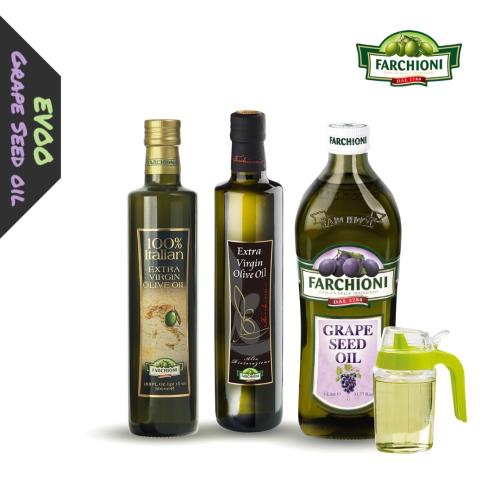 義大利法奇歐尼 美食家橄欖油1瓶＋莊園特級橄欖油1瓶+莊園葡萄籽油1L