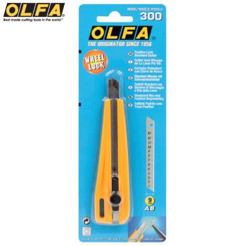 日本OLFA美工刀300(9mm不鏽鋼刀片;加大加厚刀身更穩定握感舒適;無段式旋鈕;繫繩孔)工具刀切割刀cutter