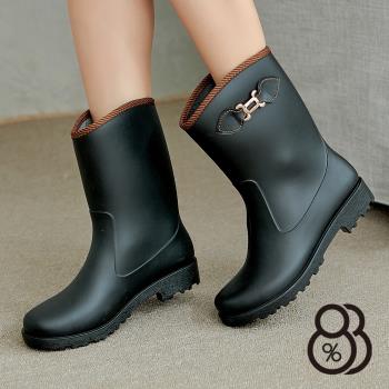 【88%】雨鞋-MIT台灣製純色百搭扣環造型設計高筒舒適雨天必備雨靴