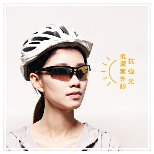[GUGA]電鍍雷射紅鏡片運動型偏光半框太陽眼鏡墨鏡-P1084-C1-3-黑框紅水銀片
