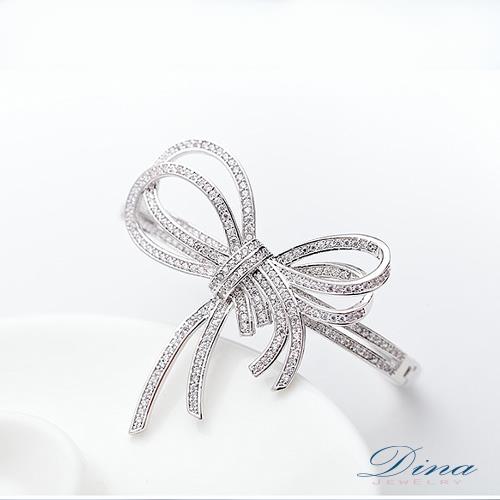 DINA JEWELRY蒂娜珠寶  緞帶蝴蝶結 CZ鑽造型手環 (TM53352)